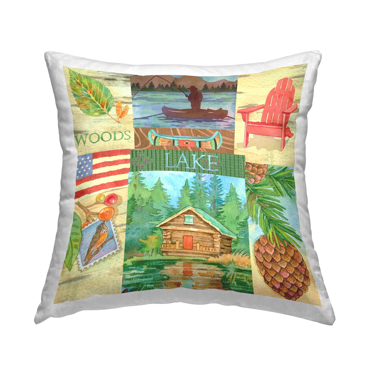 Summer Woodland Collage Design by Andrea Tachiera Throw Pillow
